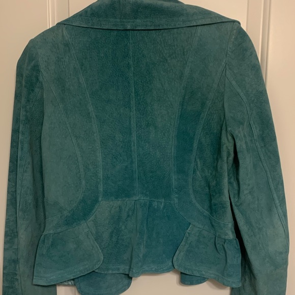Blue leather cinched jacket - Picture 4 of 5